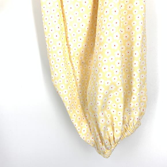 White Fox Cropped Cutout Long Sleeve Top Womens Sz S Yellow Floral Off Shoulder - Picture 4 of 6